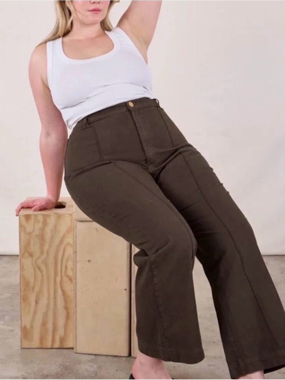 Big Bud Press Wide-Leg High-Rise Pants in Blue